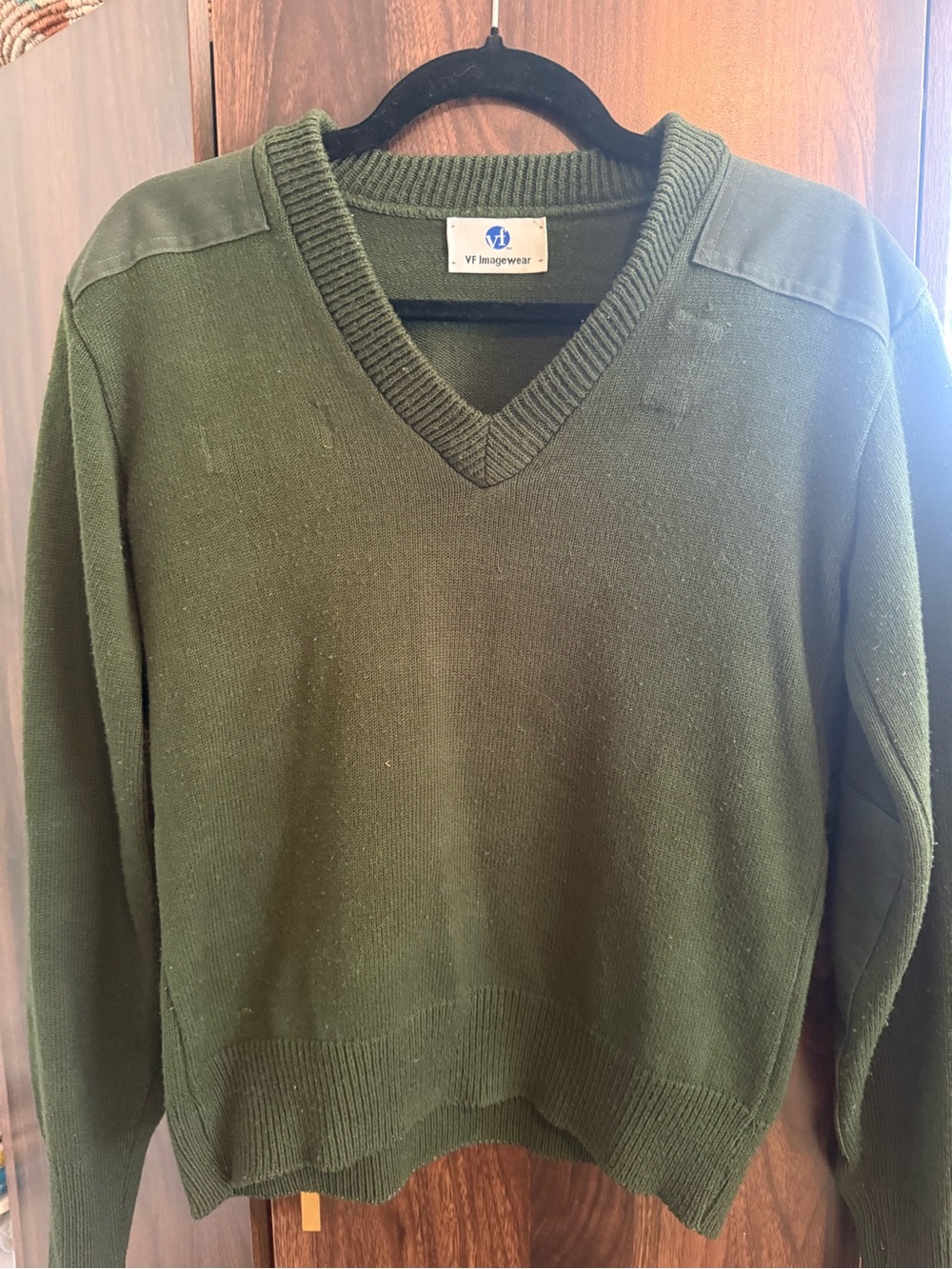 Men's Olive Green V-Neck Sweater